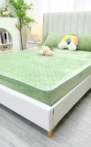 Hilton Queen Size Fitted Bedsheet Set | Premium Quality 100% Cotton Quilted Bedding Set | Elegant Embossed Patchwork Design