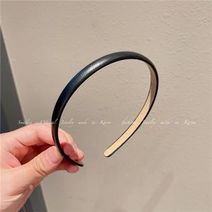 Elegant Solid Color Leather Hairband Hair Clip Outgoing Simple Fashionable Pressed Hair Band Edge Hair Accessories