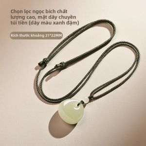 HUAKAIYUNDUO | Mặt Dây Chuyền Bùa hộ Mệnh Màu Xanh Qing Từ Ngọc Hetian Thiên Nhiên Thật
