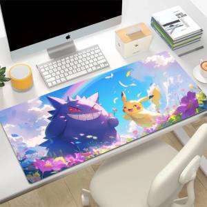Bandai | Pokemon Pikachu Gengar Gamer Mouse Pad XXL Rubber Keyboard Desk Mat With 2MM Lock Edge