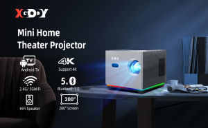 XGODY X3 Smart Portable Projector Android TV 1080P Support 4K 170 ANSI Lumens Hi-Fi Speakers Electric Focus & Keystone Correction 2.4G&5G WiFi Mini Home Theater Projector
