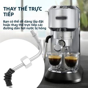 Cây Đũa Phép Hơi Nước Inox Cho Máy Pha Cà Phê DeLonghi Với 2 Đầu Phun Di Động Bọt Sữa Thay Thế Một Phần