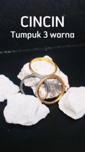[Bayar di Tempat] Cincin Wanita Titanium Stainless Steel Anti Karat Model Tumpuk 3 Warna