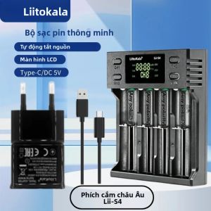 Liitokala | Liitokala S4 Bộ Sạc Pin Đa Năng 4 Khe Cắm Cho 18650 26650 21700 AA AAA - Sạc Thông Minh USB Lithium & Nickel Hydrogen