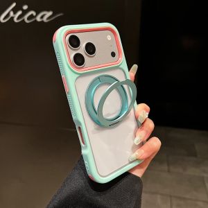 Rotate Fold Metal Magnetic Stand Holder Case For iPhone 18 17 Pro Max 16 15 14 Plus 13 12 11 For Magsafe Bumper Silicone Cover