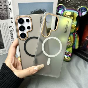 Case for Samsung Galaxy S25 Ultra S24 Ultra S23 Ultra S22 Ultra S21 Ultra Matte Frosted Translucent Phone Case Built-in Magnet Ring Hard Cover Anti-Yellowing Anti-Fingerprint Drop Protection