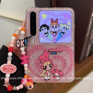 Huawei PuraX Foldable Screen Phone Case Pink Heart Shaped Shiny Love Meow Small Female Police Officer Anti-Fall Cartoon Xiaomi MIXFlip Cover