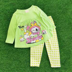(9-23kg) Bộ dài tay bé gái - thun borip dáng babydoll chất vải borip sọc đẹp co giãn mềm hình in sắc nét (941)