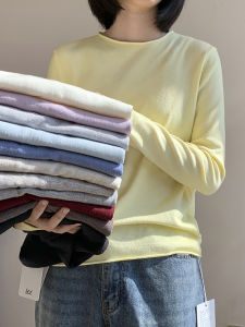 Women's Knitted Long Sleeve Round Neck Base Shirt: A Casual Comfortable Autumn Top