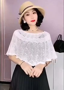 ผ้าคลุมไหล่กันแดด ถักด้วยฮู้ด ระบายอากาศได้ดี เสื้อคลุมหลวมๆ หรูหรา