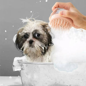 HATELI Soft Silicone Dog Brush Bath Comb with Shampoo Box for Dogs Cat Pet Bathroom Massage Comb Puppy Grooming Tools Cleaning Fur And Hair