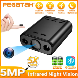PEGATAH 5MP HD Mini WIFI Body Camera Built-in Battery Human Tracking IP Remote Monitoring IR Night Vision Protable Camcorders