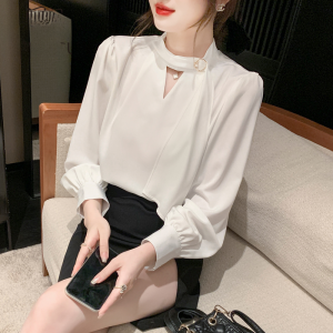 Elegant White Chiffon Shirt Womens Premium Fashionable Professional Personality French Style Top for Autumn 2025 New Arrival