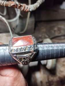 nhẫn mỹ nam hợp Kim thuỷ quân lục chiến mặt đá gồm cẩm thạch xanh đỏ mặt đá shaphia xanh đen ruby đỏ xẫm hồng mấu đỏ