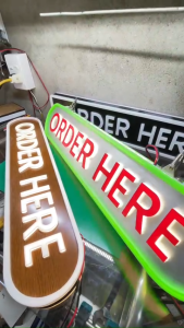 Biển Hộp Đèn LED “ORDER HERE / PICK UP HERE / SNACK / ACCESSORIES”Hộp đèn trang trí quầy Decor quán cà phê
