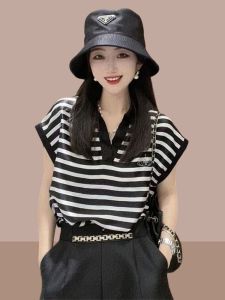 Shalldoer | Stripe V-Neck Short Sleeve Womens T-Shirt