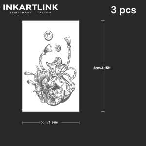 3 pcs Treasure Bag Temporary TattooLasts To 15 Days New Technology Magic Waterproof Semi Permanent Sticker.