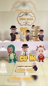 Combo hình chibi sinh nhật cho bé trai gái trang trí sinh nhật thôi nôi HAPPYKID COMBOCHIBI
