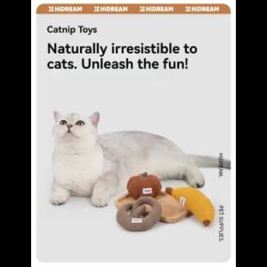 Hidream Catnip Plush Toy Pumpkin Banana Pretzel Corduroy Durable Teeth Cleaning Kitten Self Play Chew Toy