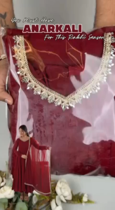 [PRE ORDER : 10 DAYS] Fully Stitched Doremon Crush Real Mirror Work Designer Gown with Pant and Butterfly Net Dupatta _5355