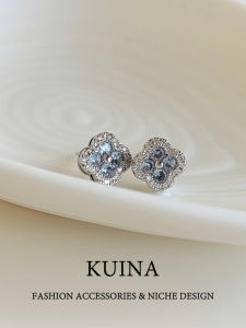 kuina | Clover Design Silver Earrings Blue