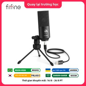 FIFINE | FIFINE K669 USB Condenser Microphone Mic Thu Âm Hai Khớp Có Thể Tháo Rời Bằng Kim Loại Với Núm Điều Chỉnh Độ Khuếch Đại Cho Máy Tính Xách tay/PC - Cardioid Home Studio