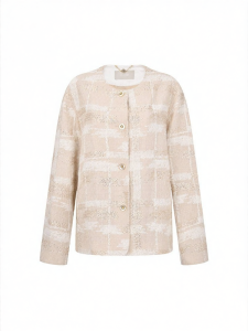 Rare | Autumn Winter New Fashionable Mix-and-match Solid Pattern Pink and White Short Coat