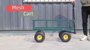 CHUANGCHAO Heavy Duty Steel Utility Wagon Garden Cart Wire Mesh Platform Lawn Wheelbarrow Trailer with Wheels