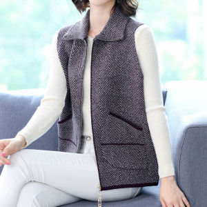 Spring Autumn New Style Early Autumn Woolen Vest Women Middle-aged Knitted Outerwear Fashionable Jacket for Mom Winter