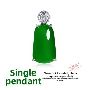 AILEQ | Jadeite-Imitation 925 Silver Pendant Necklace