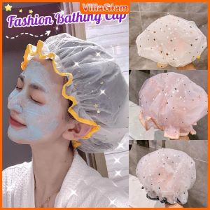Double-layer Shower Cap Waterproof Fashion Bathing Caps Star Print Hair Salon Supplies
