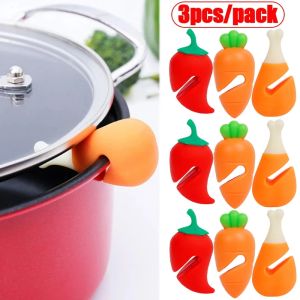 3Pcs Silicone Pot Lid Holder Anti-spill Rack Heat-resistant Anti-Overflow Stoppers Pot Cover Lifter Durable Gadget Kitchen Tools