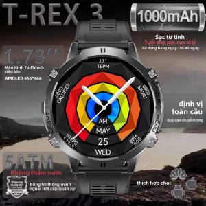 Đồng Hồ Thông Minh T-Rex 3 Ultra Dành Cho Nam Pin 1000mAh Màn Hình AMOLED HD GPS Chống Nước 5ATM IP69K Tích Hợp La Bàn Gọi Bluetooth Theo Dõi Thể Thao Quân Sự
