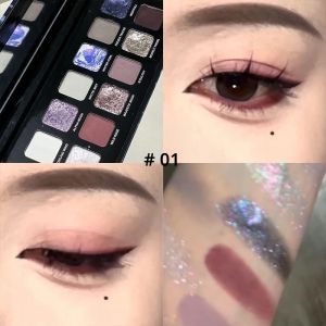 พาเลทอายแชโดว์เมทัลลิก 12 สี ประกายมุก แมตต์ วิ้งค์ ชิมเมอร์ สีฟ้า ไฮไลท์เตอร์ แต่งหน้าแฟชั่น