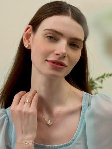 Helas | Pearl and Diamond Butterfly Necklace and Bracelet Set 18K Gold