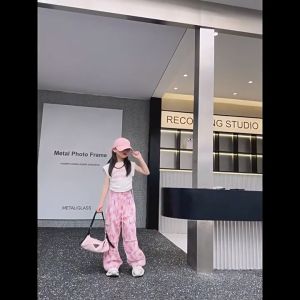 7-13Years Cargo Pants for Kids Girls Wide Leg Pants Baggy Pants for Teen Girls Fashion Outfit for Girls Loose and Comfortable 130-160cm