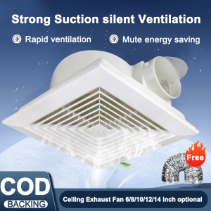 Low noise household Exhaust fan for room Suspended Ceiling Exhaust Fan 6/8/10/12/14 Inch Strong Wind Quiet Easy installation Living Room Bathroom Kitchen Duct Air Vent Ventilation Louver Extractor Window Blower exhaust fan for kitchen Contains hose