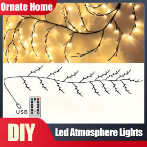 Christmas LED Tree Branch Wall Lamp USB Powered Willow Vine Light Strip with 8 Modes for Xmas Home Bedroom Decor