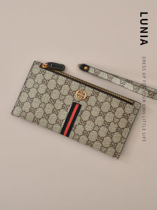 กระเป๋าสตางค์หนังบางเฉียบสำหรับผู้หญิง กระเป๋าใส่เหรียญ กระเป๋าถือแบบพกพา กระเป๋าใส่หนังสือเดินทาง กระเป๋าใส่ธนบัตรแบบยาว กระเป๋าใส่เหรียญแบบบางเฉียบ