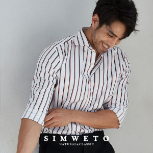 SIMWETO | Slim Fit Casual Striped Shirt Long Sleeve