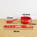 Bộ Bát Đĩa Sứ Đỏ Cưới Trung Quốc Phong Cách Truyền Thống Cho Đám Cưới Cặp Đôi Lễ Hội. 
