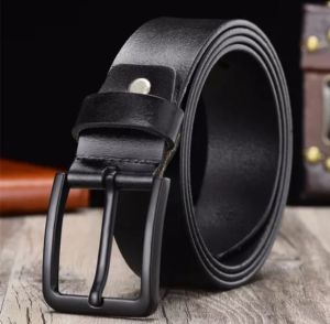 Sabuk fashion kulit lapisan ikat pinggang santai pria harian dan kerja kasual