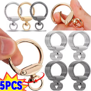 5PCS Round Shape Rotation Alloy Lobster Spring Clasps Openable Key Ring Hook Carabiner Connector Dog Chain Buckles Car Keyring DIY Jewelry