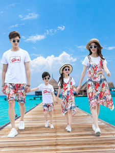 ชุดเดรสใส่ไปพักผ่อนริมทะเลซานย่าชุดเสื้อผ้าท่องเที่ยวชุดครอบครัวสามคนไซส์ใหญ่ชุดชายหาดชุดคู่รัก