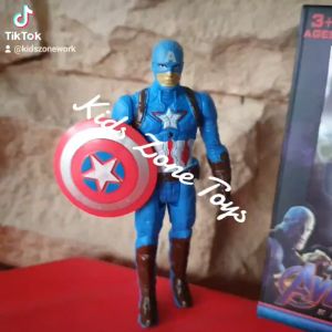 KZT Mainan Anak Avanger Captain America / Tinggi Robot +/- 15 Cm Marvel Action Figure Lampu Laser