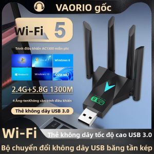 Bộ Chuyển Đổi USB WiFi Băng Tần Kép 1300Mbps 2.4G/5GHz USB3.0 Thẻ Mạng Không Dây Tốc Độ Cao 802.11AC Với 4 Ăng-ten Cho PC/Laptop