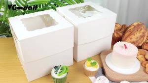 VGOODALL 10PCS Cake Boxes with Window 8 x 8 x 8 Inches White Bakery Boxes Square Cardboard Cake Containers for Party Birthday Wedding