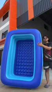 สระว่ายน้ำเป่าลม 3ชั้น ขนาด 180 x 40 x 55 ล่าสุด มีลาย มีกันกระแทรก สีฟ้า Blue