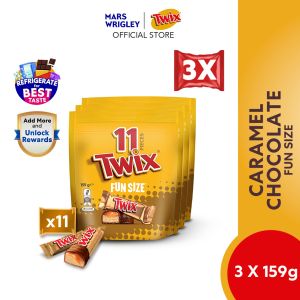 TWIX® Caramel Chocolate Cookie Bar Funsize 159g [Bundle of 3] | Imported Chocolates | Chocolate Bundle for Christmas Gift Ideas
