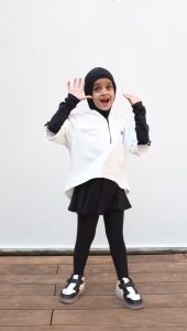 Hoodie Asimetris Anak Olahraga Muslim Atasan Luaran Sport Kids 0293
